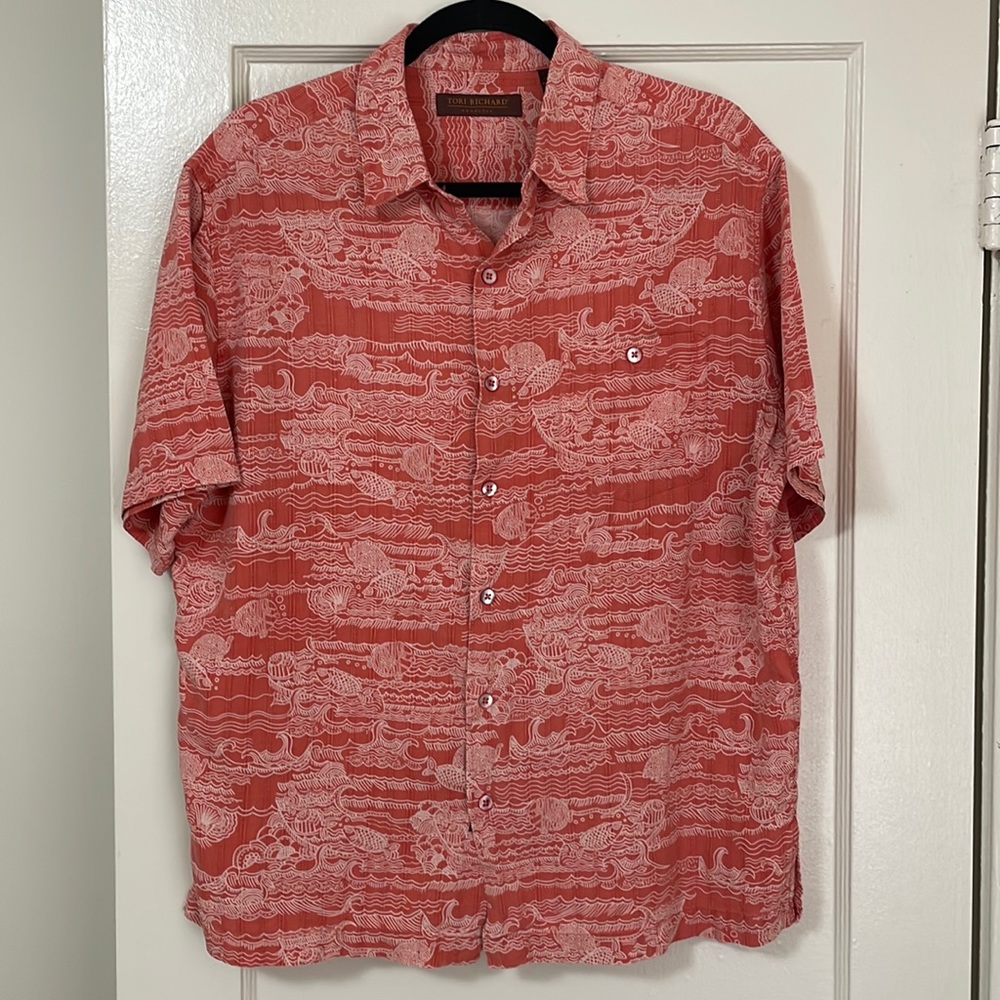 Tori Richard Silk Button Down Shirt, Large